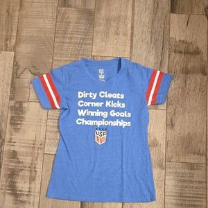Blue USA Soccer Shirt with Red Stripes